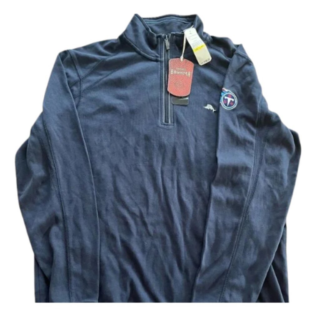 Tommy Bahama NFL Quarter Zip Navy Sweater Tennessee Titans